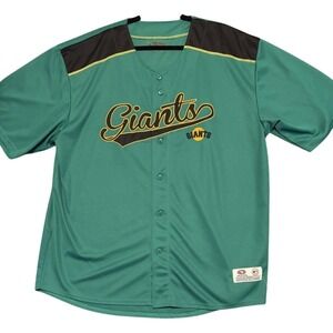 Vintage SF Giants Green Alternate Jersey True Fan Y2K MLB Button-Up Men's 2XL